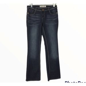 True Freedom Dark Wash Heart Me Jeans Size 7 Juniors Low Rise Bootcut Denim